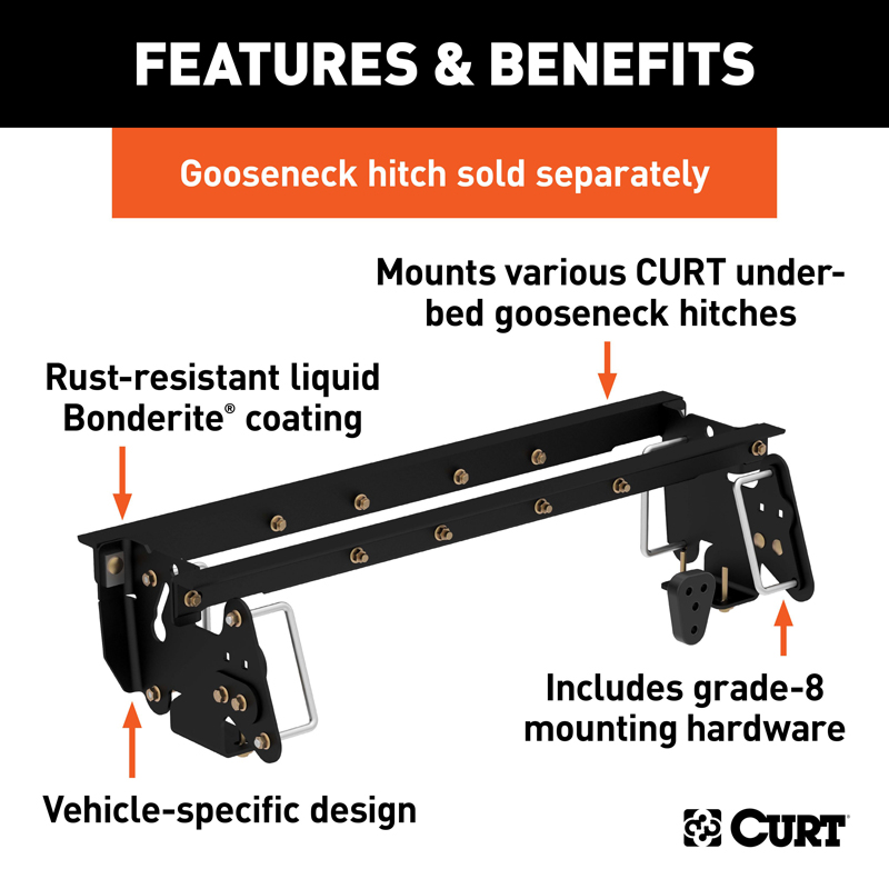 CURT | Under-Bed Gooseneck Installation Brackets - Ram 2500 / 3500 2003-2013