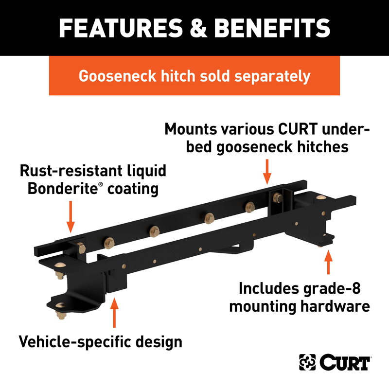 CURT | Double Lock Gooseneck Installation Brackets - Tundra 2007-2021