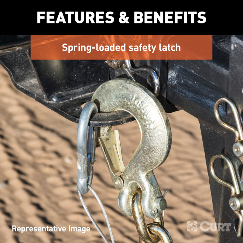 CURT | 5/16" Safety Latch Clevis Hook (18,000 lbs, 5/16" Pin) CURT Hitch Accessories