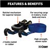 CURT | 16' Blue Cargo Straps with J-Hooks (733 lbs, 2-Pack) CURT Hitch Accessories