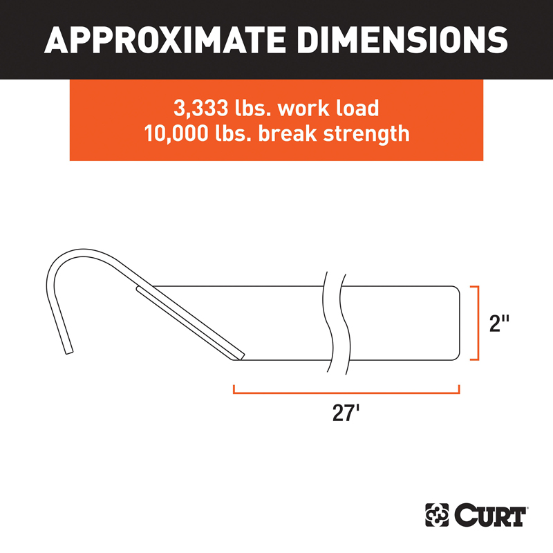 CURT | 27' Yellow Cargo Strap with Flat Hooks (3,333 lbs.) CURT Hitch Accessories