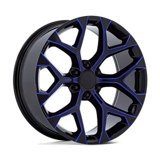 Performance Replicas | PR176 26x10.0 ET24 - GLOSS BLACK MACHINED W/ BLUE MILLING