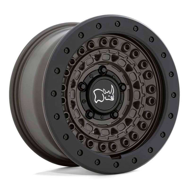 Black Rhino Hard Alloys | BARRICADE 17x8.5 ET0 - OLIVE DRAB GREEN W/ BLACK ROCK GUARD