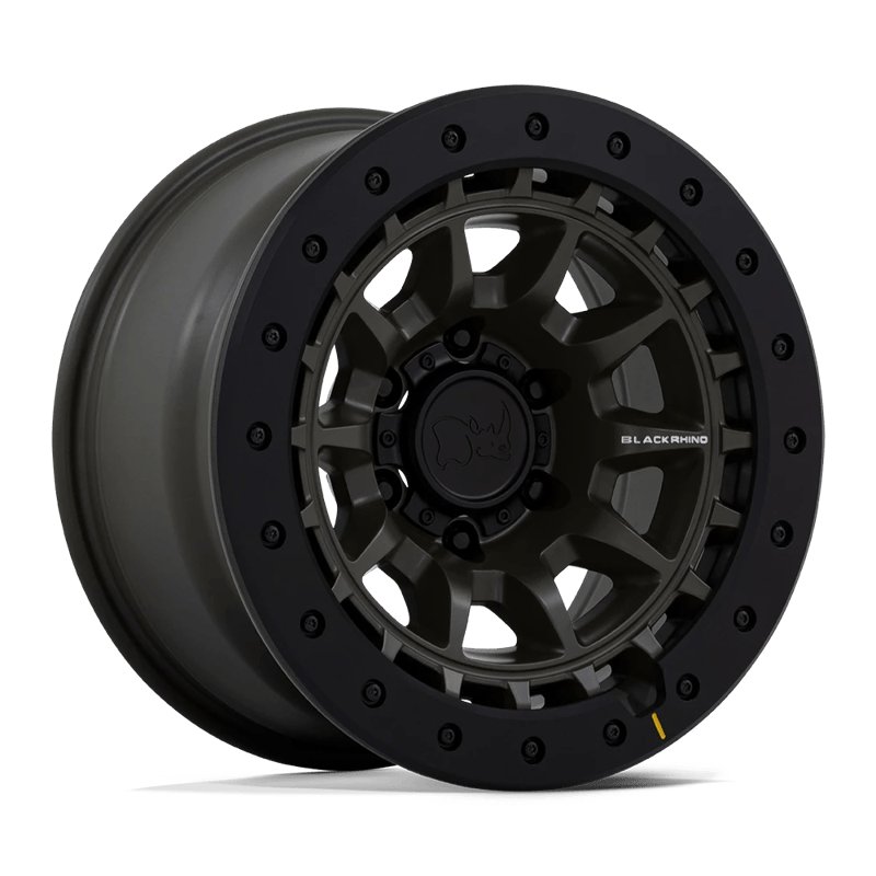Black Rhino Hard Alloys | BR016 TUSK 17x8.5 ET-10 - OLIVE DRAB GREEN W/ BLACK ROCK GUARD