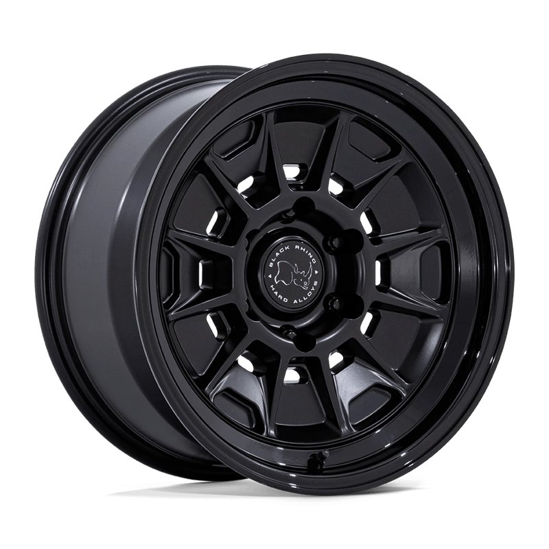 Black Rhino Hard Alloys | BR021 MONDO 17x8.5 ET-10 - MATTE BLACK W/ GLOSS BLACK LIP