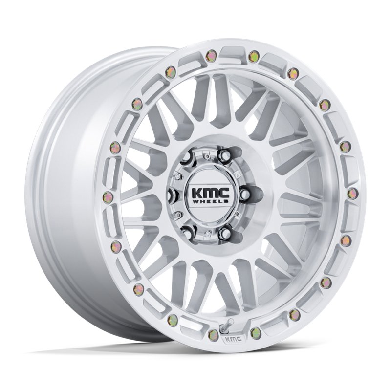 KMC | KM555 ATTACK 17x8.5 ET25 - GLOSS SILVER W/ MACHINED FACE