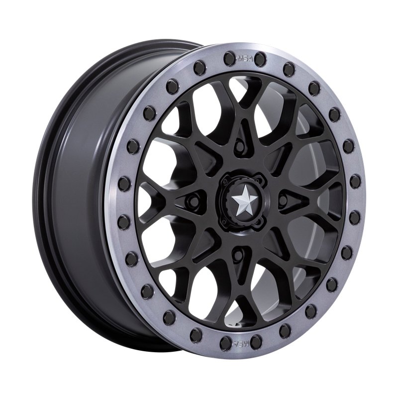 MSA Offroad | M48 PORTAL BEADLOCK 15x6.0 ET38 - SATIN BLACK W/ GRAY TINT RING