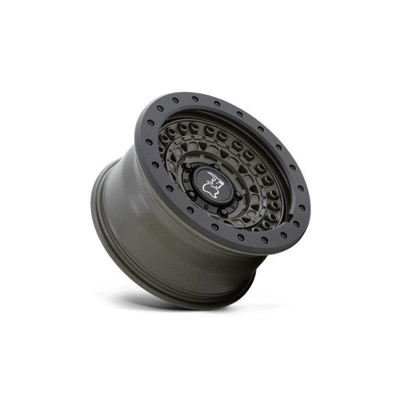 Black Rhino Hard Alloys | BARRICADE 17x8.5 ET-34 - OLIVE DRAB GREEN W/ BLACK ROCK GUARD