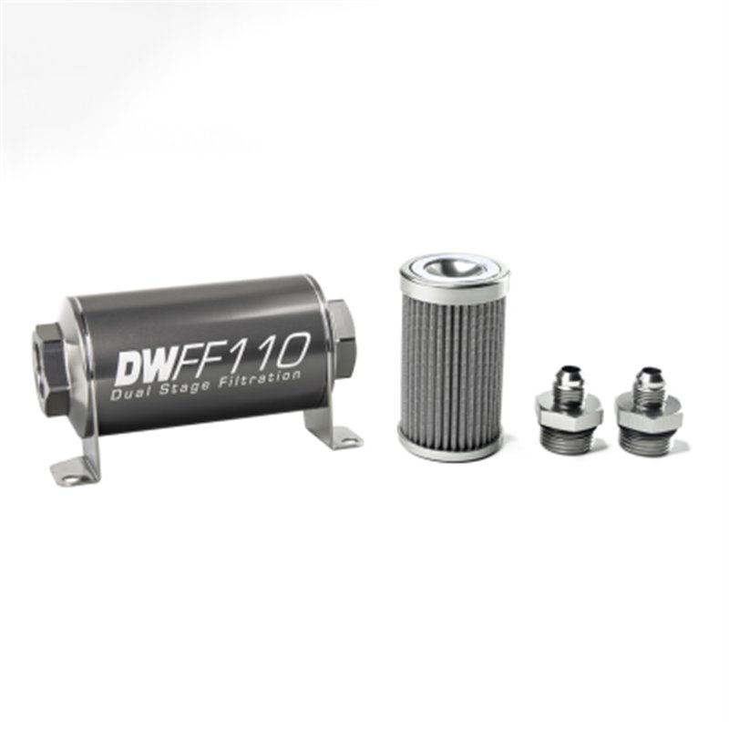 DeatschWerks | -6AN, 100 micron, 110mm In-line fuel filter kit