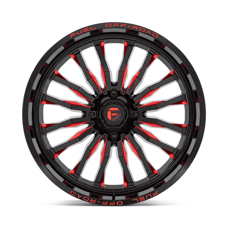 Fuel Off-Road | D822 ARC UTV 24x7.0 ET13 - GLOSS BLACK MILLED RED