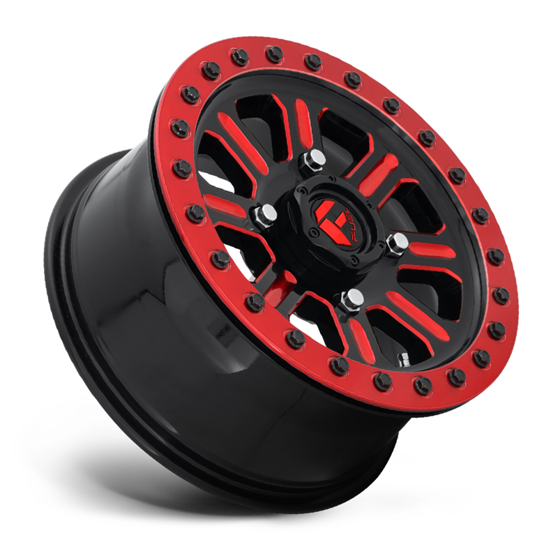 Fuel Off-Road | D911 HARDLINE BEADLOCK 15x10.0 ET25 - GLOSS BLACK RED TINTED CLEAR