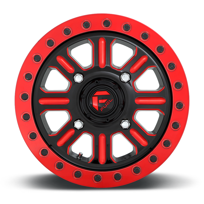 Fuel Off-Road | D911 HARDLINE BEADLOCK 15x10.0 ET25 - GLOSS BLACK RED TINTED CLEAR