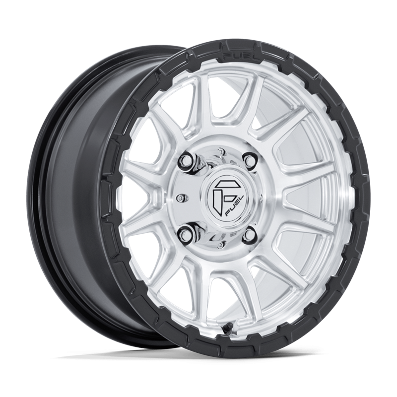 Fuel Off-Road | FV866 PISTON UTV 15x7.0 ET38 - HYPER SILVER MACHINED FACE MATTE BLACK LIP
