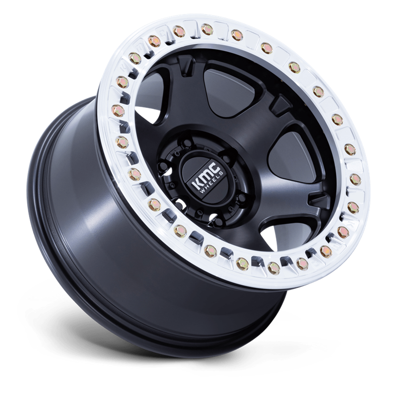 KMC | KM238 VI BEADLOCK 17x9.0 ET-38 - SATIN BLACK W/ MACHINED RING