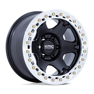 KMC | KM238 VI BEADLOCK 17x9.0 ET-38 - SATIN BLACK W/ MACHINED RING