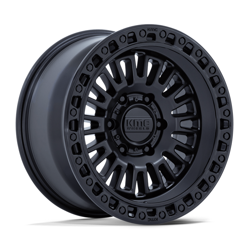 KMC | KM554 AZTEC 17x8.5 ET0 - MATTE BLACK W/ GLOSS BLACK LIP