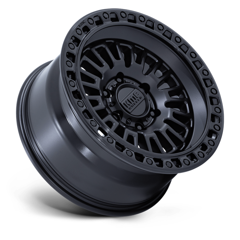 KMC | KM554 AZTEC 17x8.5 ET0 - MATTE BLACK W/ GLOSS BLACK LIP