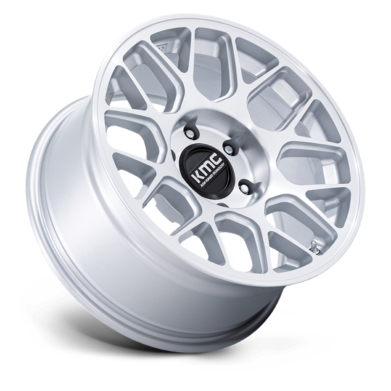 KMC | KM730 HATCHET 17x8.5 ET-10 - GLOSS SILVER W/ MACHINED FACE