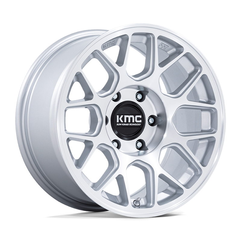 KMC | KM730 HATCHET 17x8.5 ET25 - GLOSS SILVER W/ MACHINED FACE