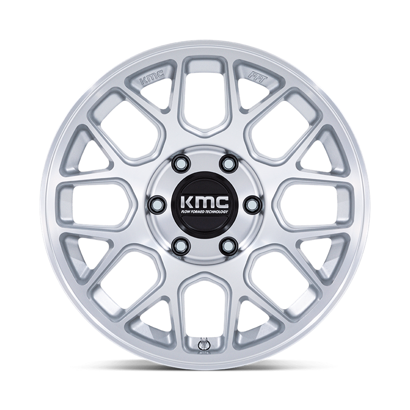 KMC | KM730 HATCHET 17x8.5 ET25 - GLOSS SILVER W/ MACHINED FACE