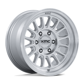 KMC | KM733 IMPACT FFT 17x8.5 ET0 - GLOSS SILVER W/ MACHINED FACE