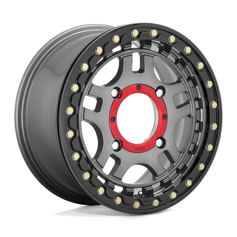 KMC | KS240 RECON BEADLOCK 15x7.0 ET38 - GUN METAL W/ GLOSS BLACK RING