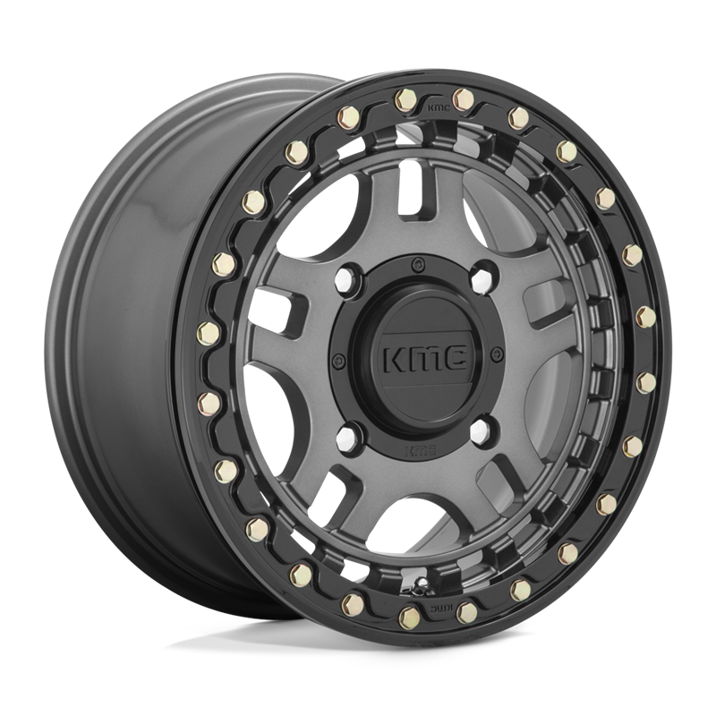 KMC | KS240 RECON BEADLOCK 15x7.0 ET38 - GUN METAL W/ GLOSS BLACK RING