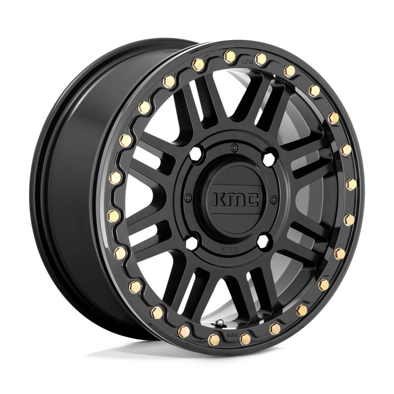 KMC | KS250 CAGE BEADLOCK 15x10.0 ET0 - SATIN BLACK W/ GLOSS BLACK RING