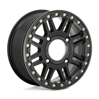 KMC | KS250 CAGE BEADLOCK 15x6.0 ET38 - SATIN BLACK W/ GLOSS BLACK RING