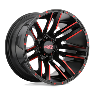 Moto Metal | MO978 RAZOR 20x10.0 ET-24 - SATIN BLACK MACHINED W/ RED CLEAR COAT