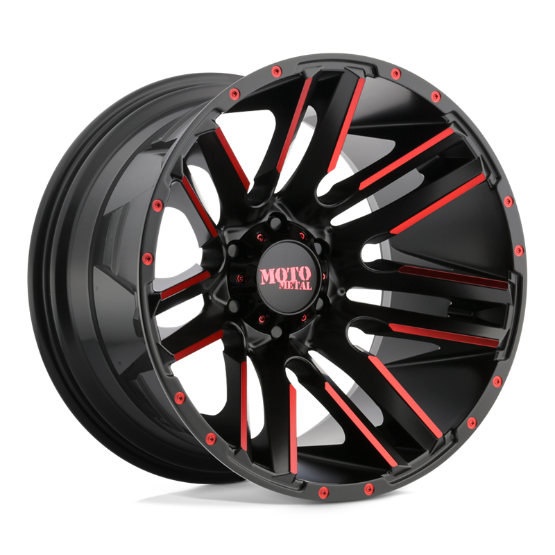 Moto Metal | MO978 RAZOR 20x10.0 ET-24 - SATIN BLACK MACHINED W/ RED CLEAR COAT