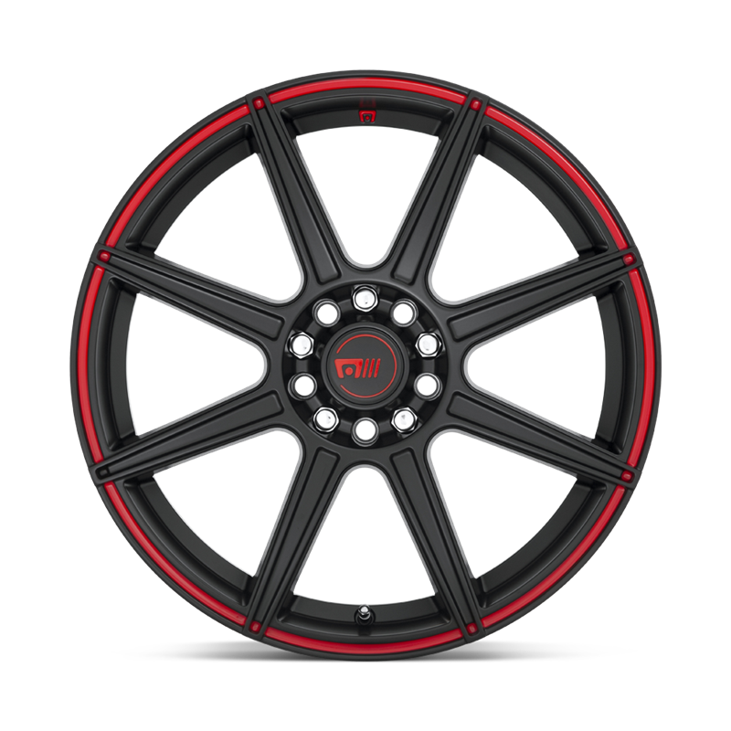 Motegi | MR142 CS8 17x7.0 ET40 - SATIN BLACK W/ RED STRIPE