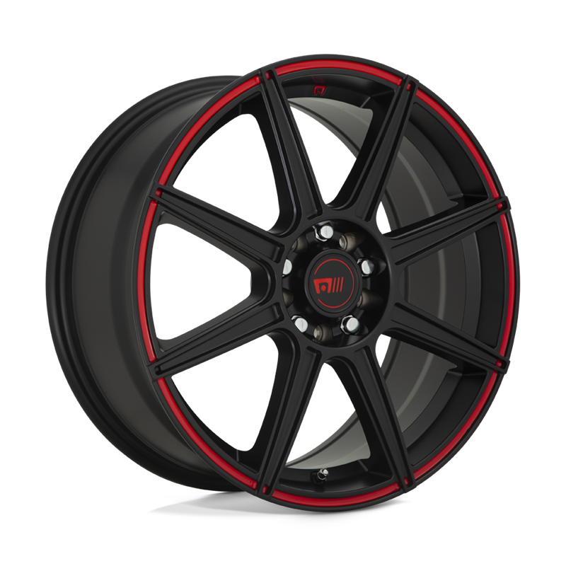 Motegi | MR142 CS8 17x7.0 ET40 - SATIN BLACK W/ RED STRIPE