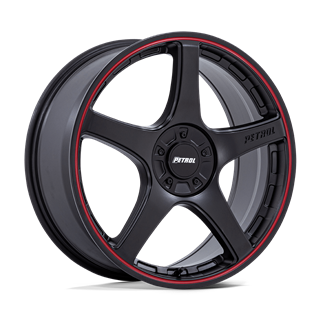Petrol | PE003 P2E 17x8.0 ET35 - MATTE BLACK W/ RED LIP