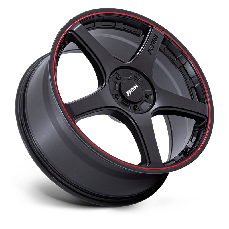 Petrol | PE003 P2E 19x8.0 ET40 - MATTE BLACK W/ RED LIP