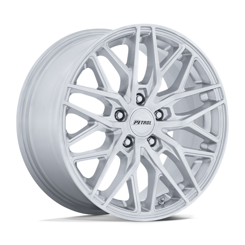 Petrol | PE004 P3E 20x8.5 ET35 - MACHINED BRUSHED GLOSS SILVER