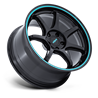 Rotiform | RC208 BPU 18x8.5 ET35 - GLOSS BLACK W/ TEAL STRIPE