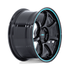 Rotiform | RC208 BPU 18x9.5 ET25 - GLOSS BLACK W/ TEAL STRIPE