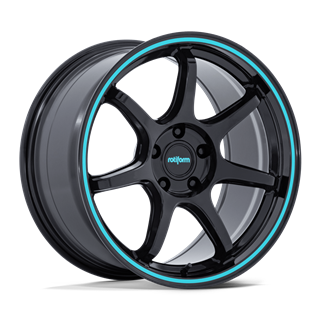 Rotiform | RC208 BPU 18x9.5 ET38 - GLOSS BLACK W/ TEAL STRIPE