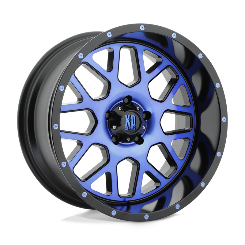 XD Wheels | XD820 GRENADE 20x10.0 ET-24 - SATIN BLACK MACH FACE W/ BLUE TINTED CLEAR COAT
