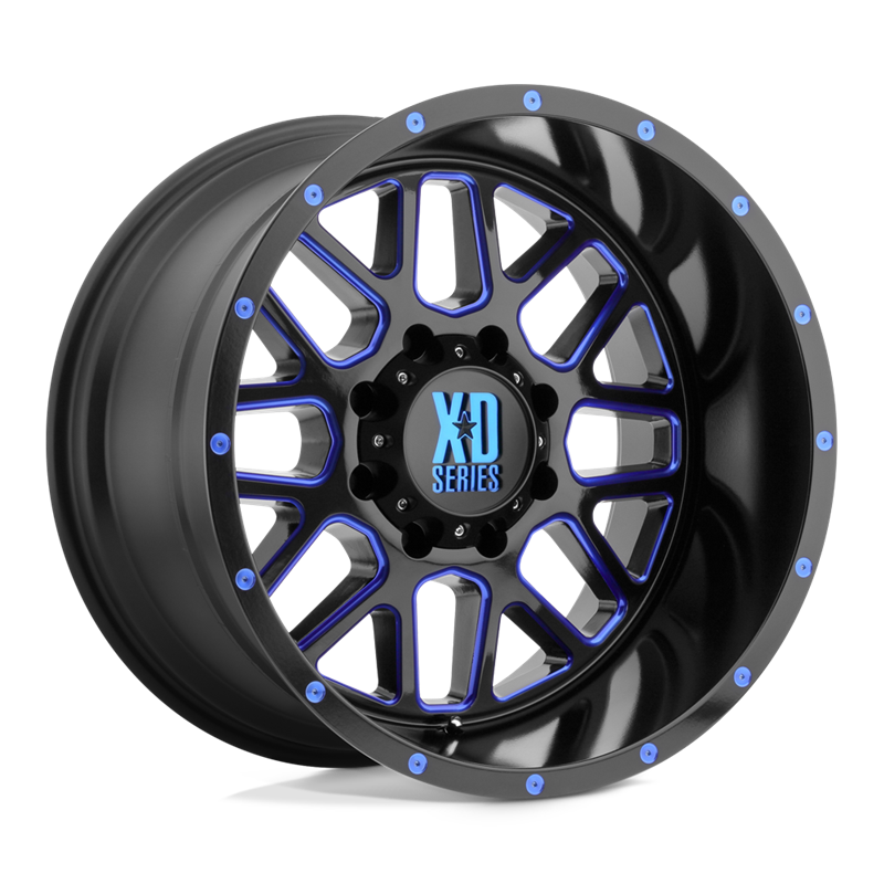 XD Wheels | XD820 GRENADE 20x10.0 ET-24 - SATIN BLACK MILLED W/ BLUE TINTED CLEAR COAT