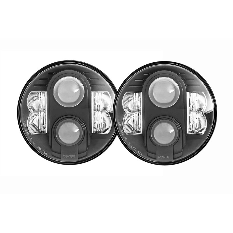 Pro Comp | Headlights 7" Round LED Hi/Lo - CJ-5 / CJ-7 / CJ-8 / Wrangler LJ / TJ / JK 1955-2018 Pro Comp Headlights