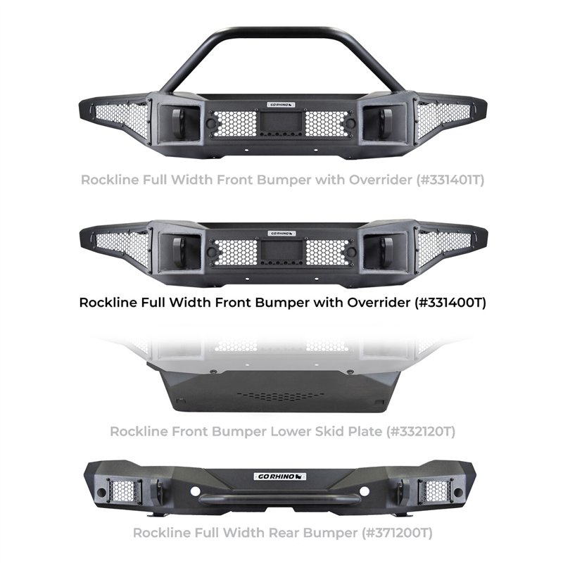 Go Rhino | Rockline Winch-Ready Front Full Width Bumper For Ford Bronco - Bronco 2.3T / 2.7T / 3.0T 2021-2024