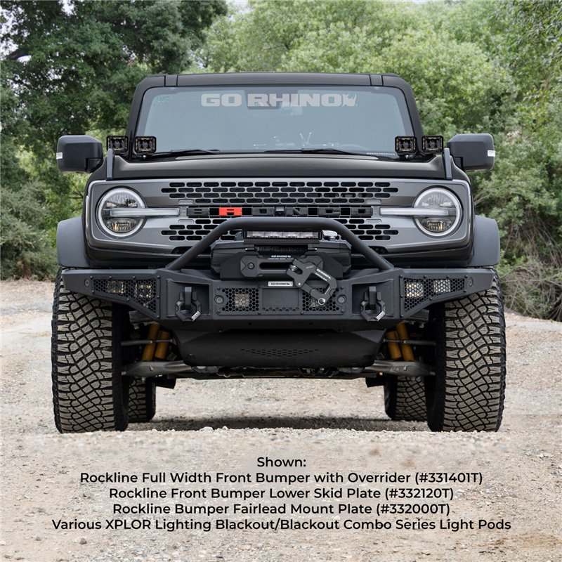 Go Rhino | Rockline Winch-Ready Front Full Width Bumper With Overrider For Ford Bronco - Bronco 2.3T / 2.7T / 3.0T 2021-2024