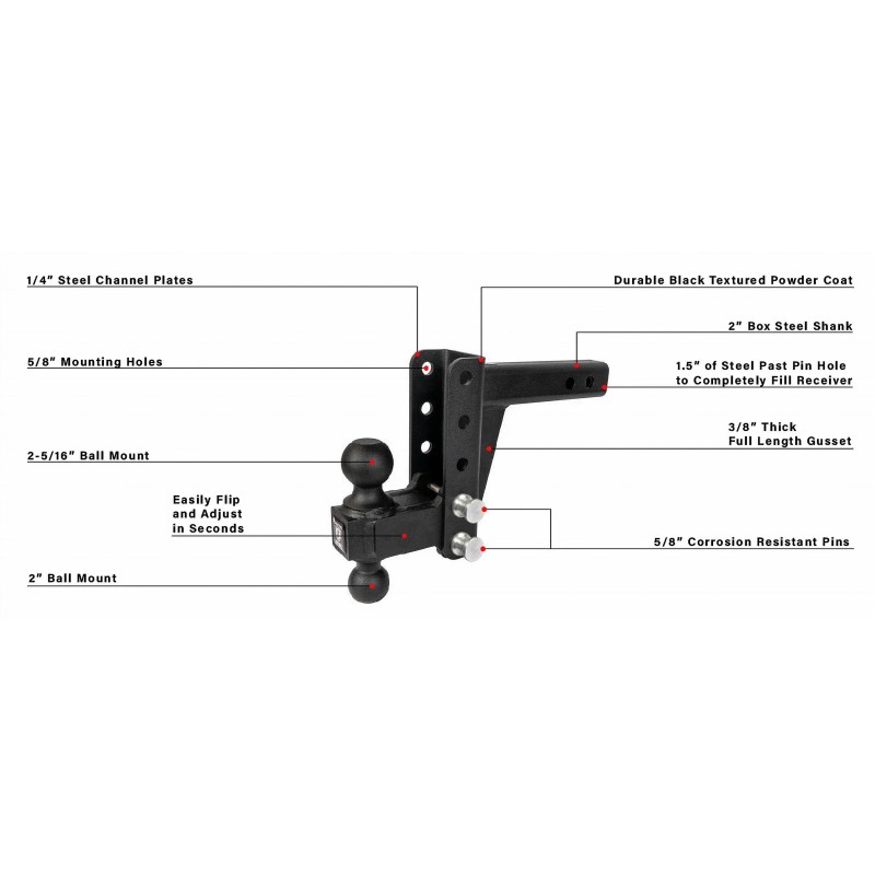 BULLETPROOF | Trailer Hitch Ball Mount – 2.0″ MEDIUM DUTY 4″ DROP/RISE HITCH BULLETPROOF Trailer Hitch Ball Mount