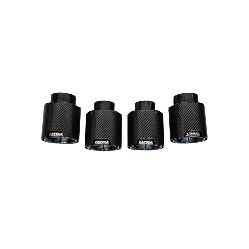 CORSA | Performance 4.5in. Carbon Fiber Black PVD Exhaust Tip Kit (4 T - Corvette / Stingray 6.2L 2020-2025