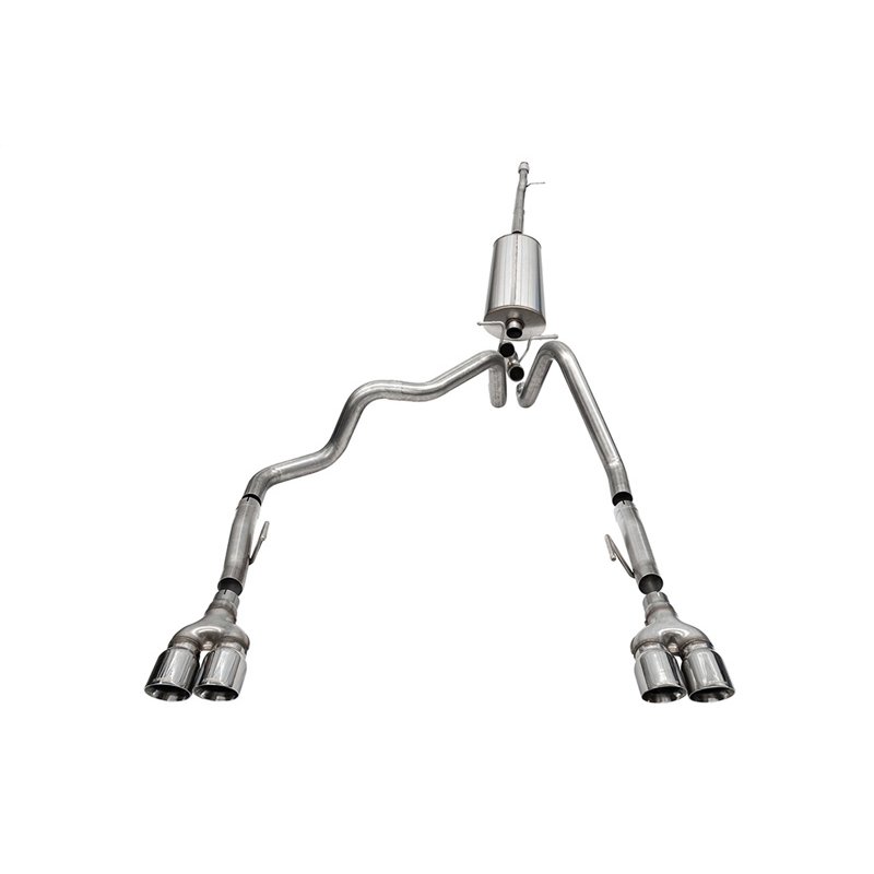 CORSA | 3.0in. Dual Rear Exit Cat-Back Exhaust System with Twin 4.0in. Tips - Silverado / Sierra 1500 6.2L 2022-2024