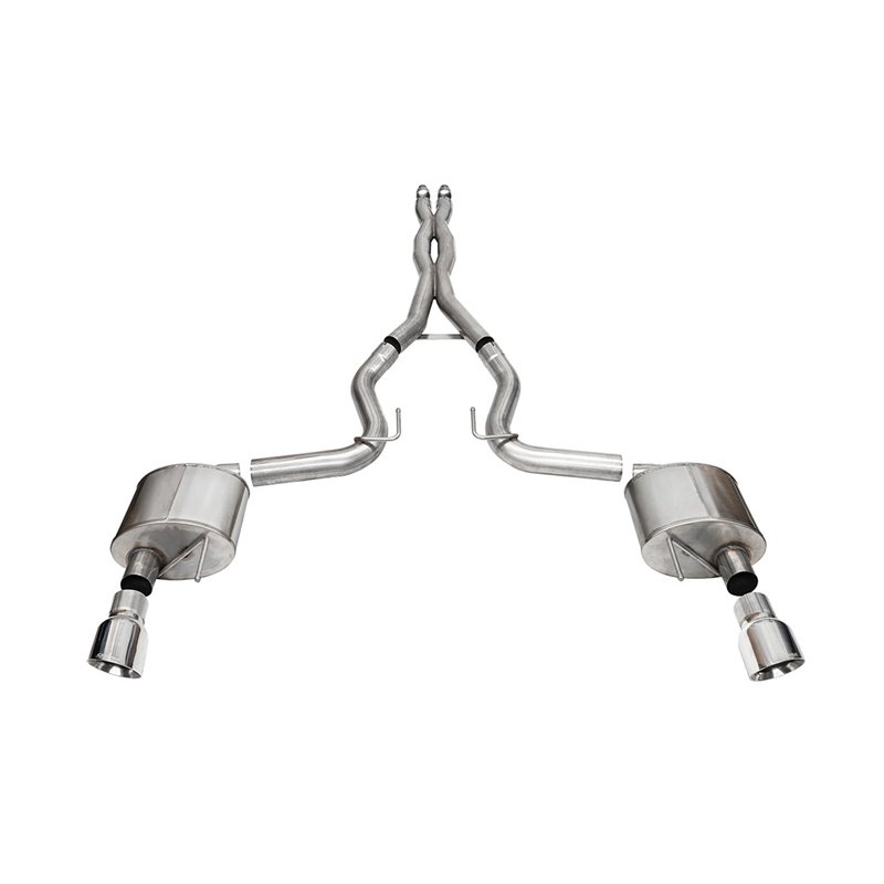 CORSA | 3.0in. Dual Rear Exit Cat-Back Exhaust System with 4.5in. Polished Pro Series Ti - Mustang 5.0L 2024-2025