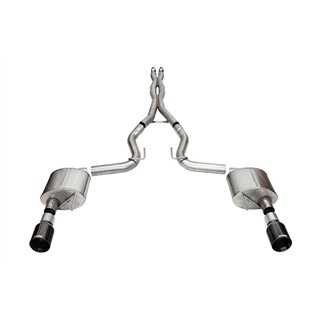 CORSA | 3.0in. Dual Rear Exit Cat-Back Exhaust System with 4.5in. Black PVD Straight Cut - Mustang 5.0L 2024-2025