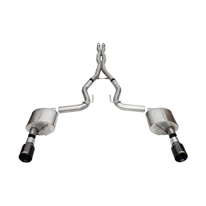 CORSA | 3.0in. Dual Rear Exit Cat-Back Exhaust System with 4.5in. Black PVD Straight Cut - Mustang 5.0L 2024-2025